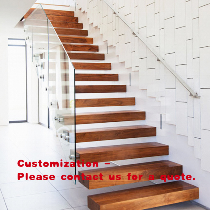 Interior Design Usa - Escalera flotante de madera recta de