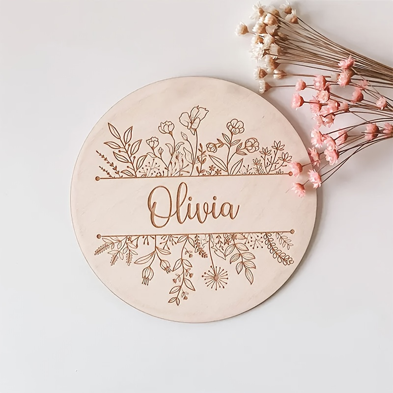 Interior Design Names - Placa con Nombre Grabado Floral Personalizada,