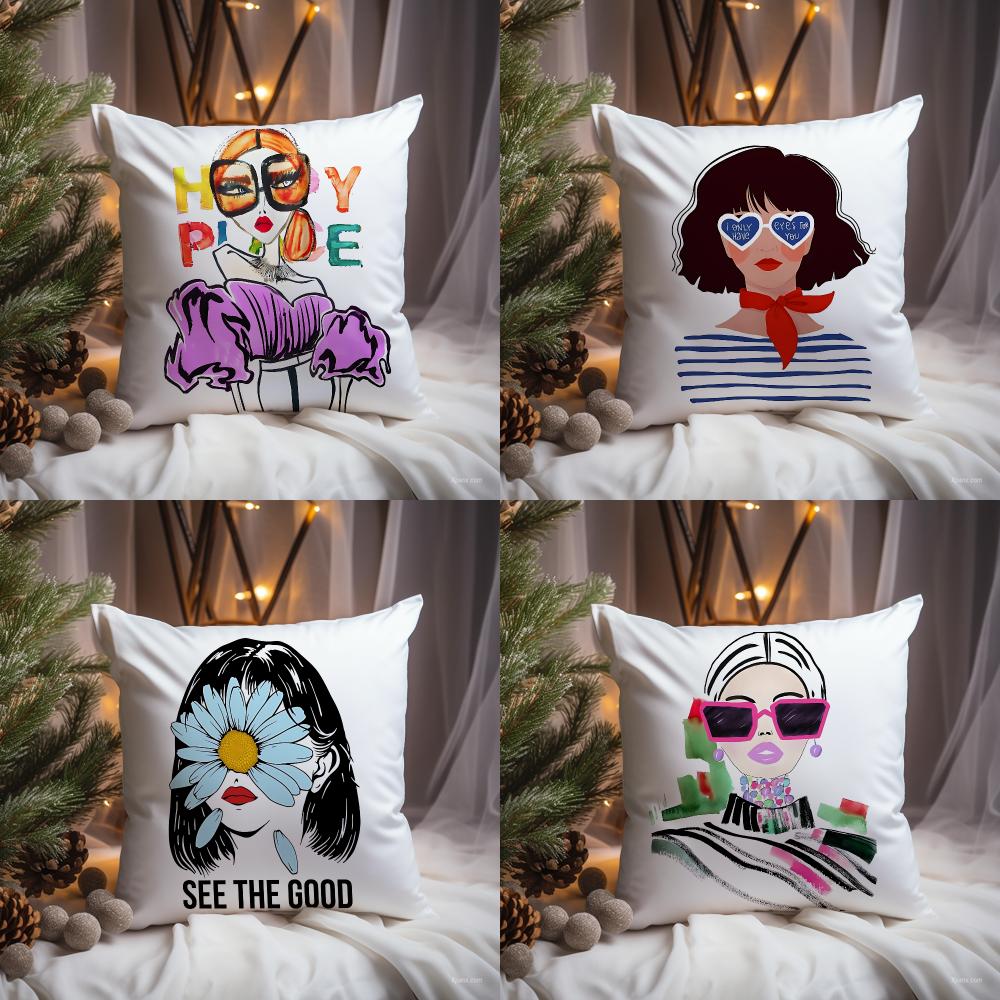 Interior Design Illustration - Funda de cojín con ilustración de