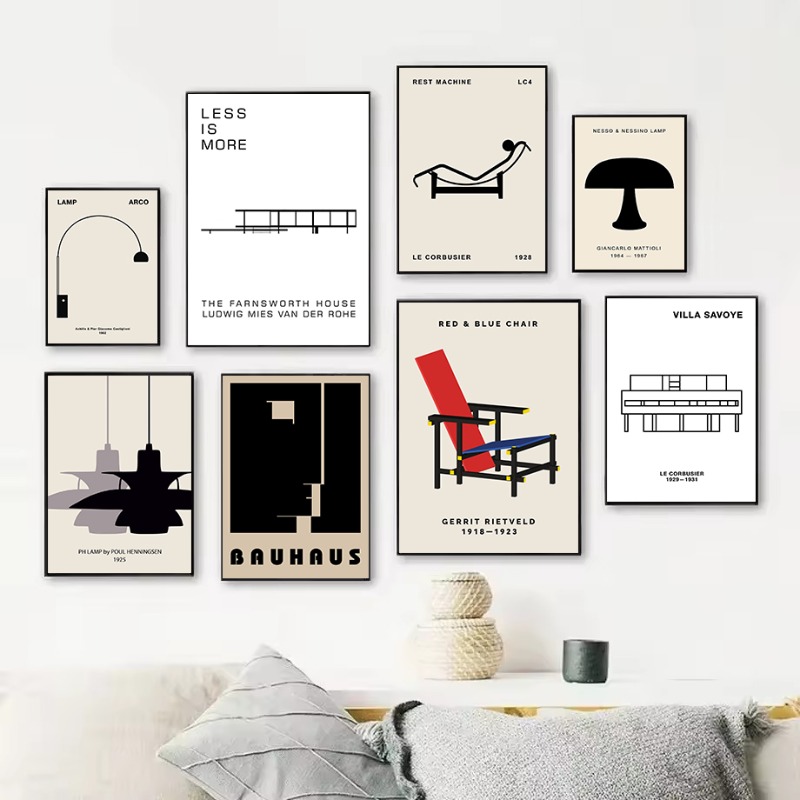Interior Design Usa - Póster clásico de diseño Bauhaus de